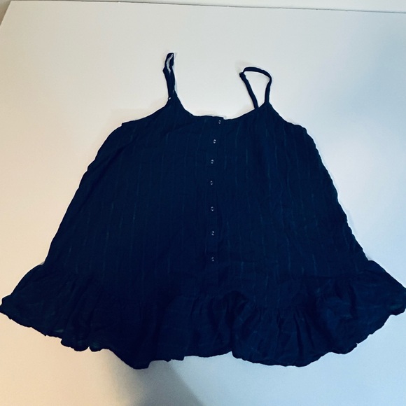 torrid Tops - torrid Navy Ruffle-Hem Button Tank